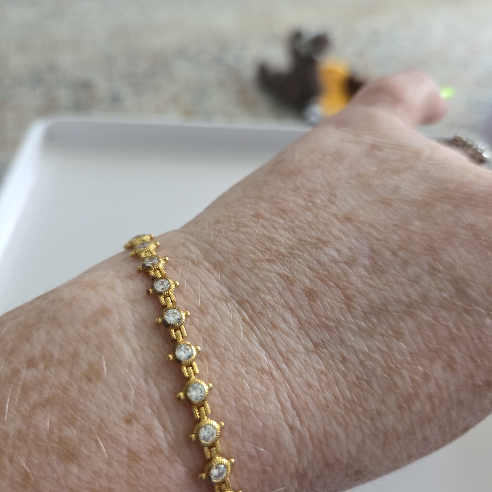 Diamonique, Gold Bracelet with Faux Diamonds